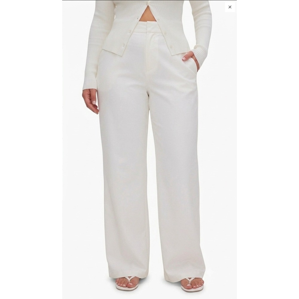 NWT Good American Wide Leg Stretch Pants Sz 16 Vacation Coastal Preppy Old Money